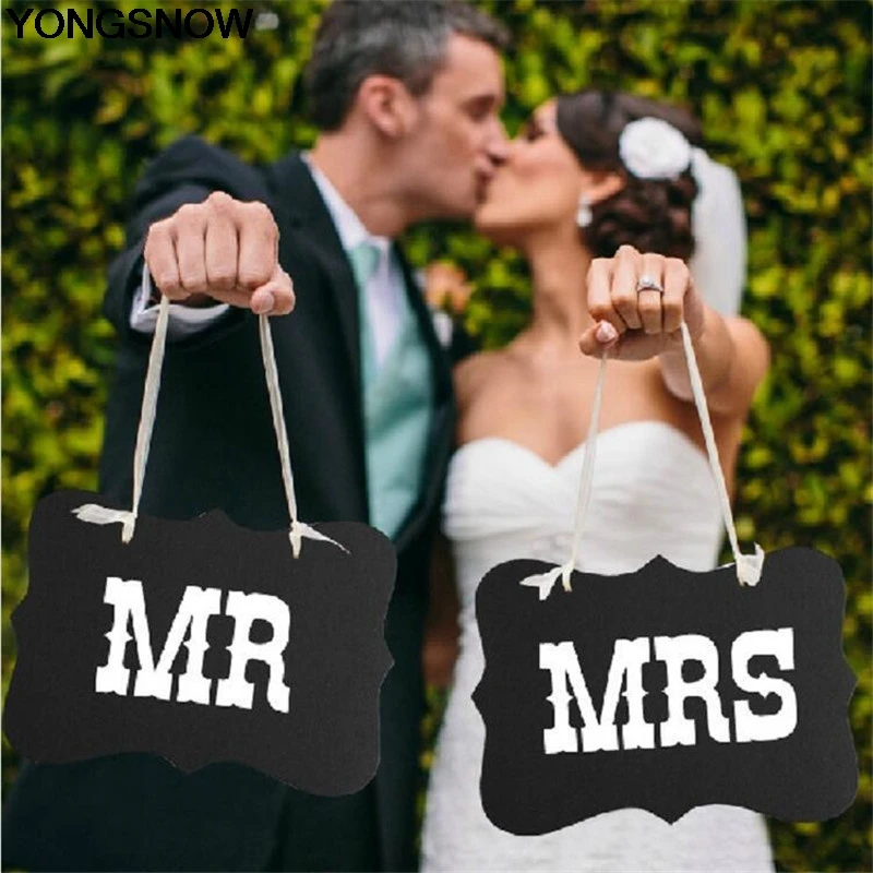 Набор баннеров на стул YONGSNOW Mr & Mrs из крафтовой бумаги принадлежности для