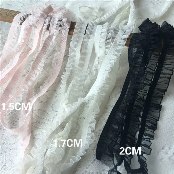 

3Sizes Luxury Organza Elastic Lace Fabirc Ruffle Trim Embroidery Collar Dress Ribbon Garment Dress DIY Craft Sewing Accessories
