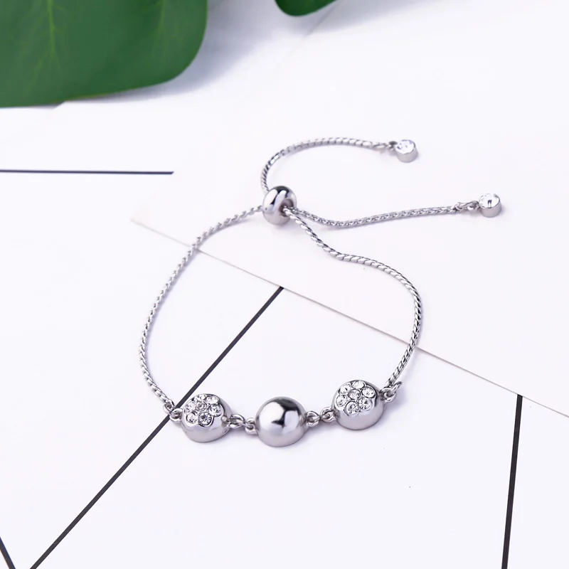 Silver Color Adjustable Bracelets For Women OL Crystal Simple Chains Anniversary Gifts 2019 Fashion Jewelry Accessories | Украшения и