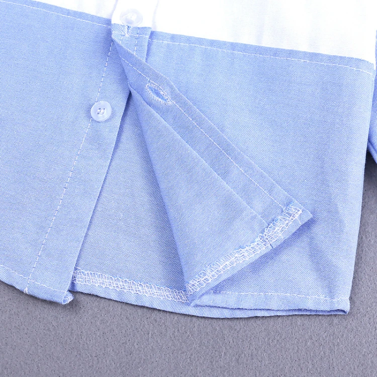B 2pcs set long sleeve shirt turn down collar jeans (7)
