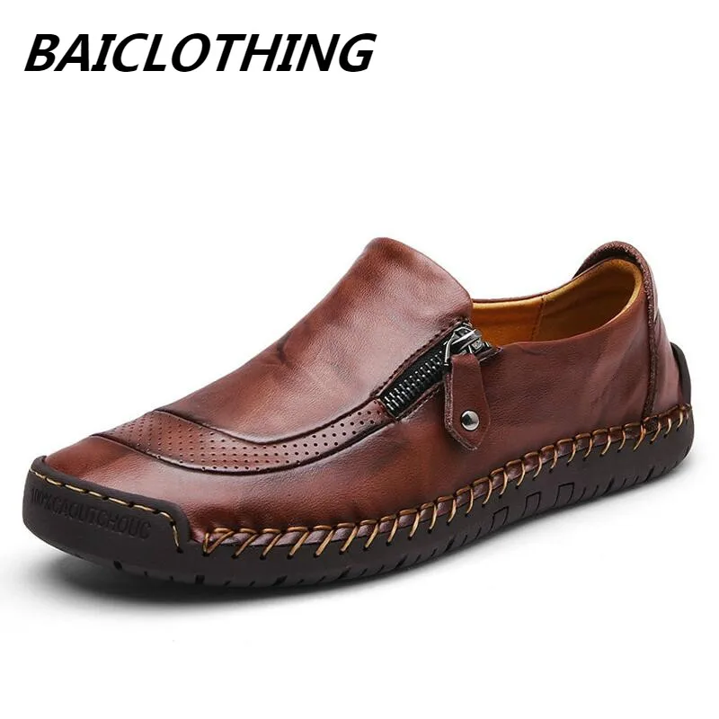 

2019 New Handmade Leather Loafers Shoes Men Shoes Fashion Men Flats Exquisite design Non-slip Comfortable Men Casual Shoes