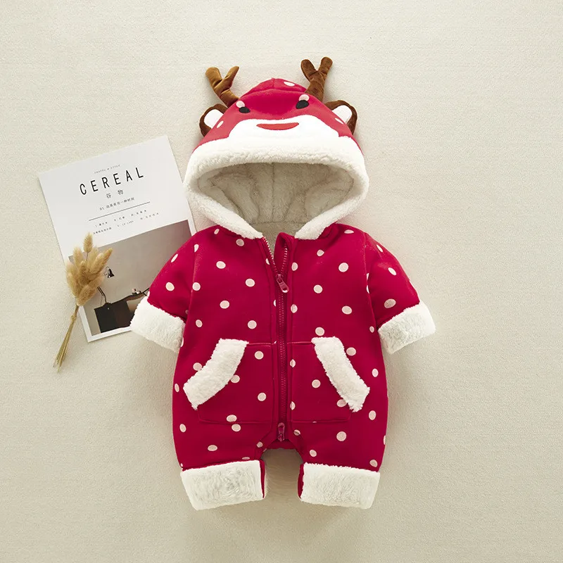 

Baby Rompers New Year's suit for a boy Winter Overalls Toddler Baby Girl Clothes Long Sleeves Christmas Deer Warm Kids Jumpsui