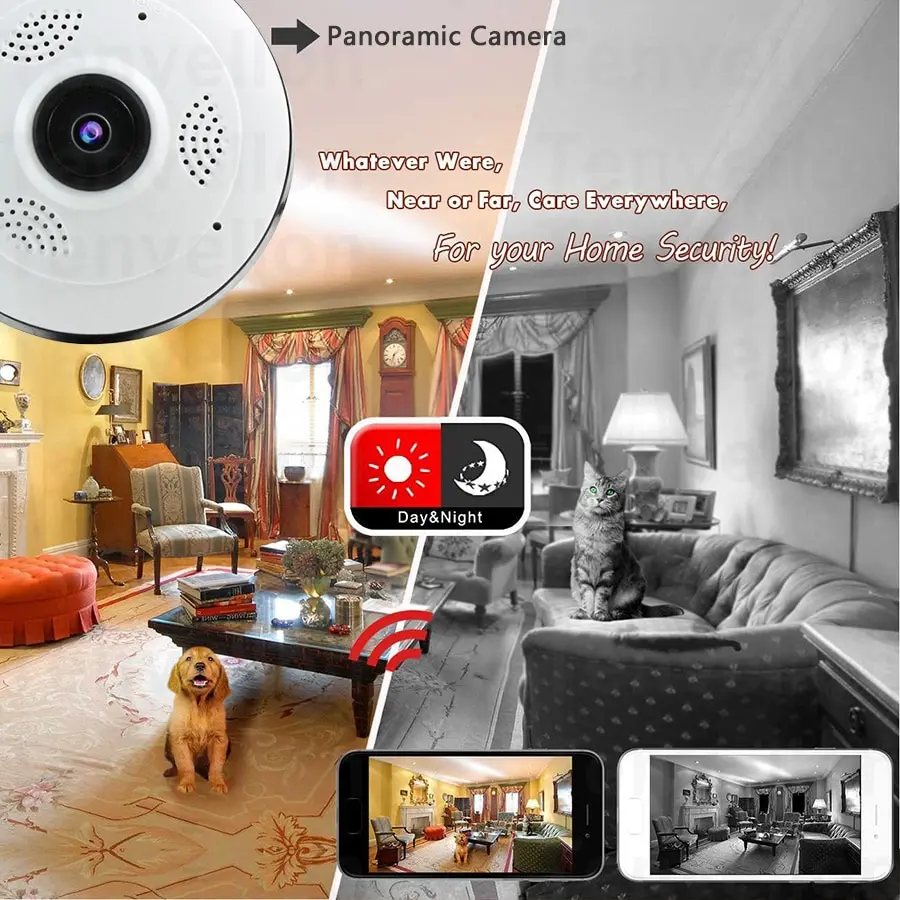 SACAM Surveillance Camera 360 Degree Panoramic Camera Home Security Video Night Vision Fisheye 960P Wifi Ip fotocamera Camera
