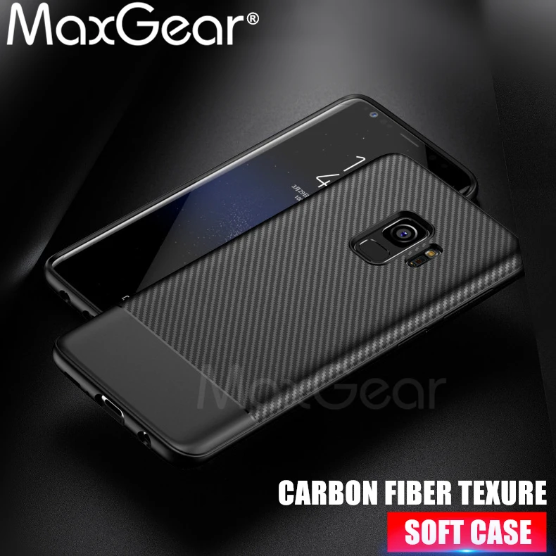 

MaxGear For Coque Samsung Galaxy S8 Case Silicone Phone Cases For Galaxy S9 Plus Note 8 Case Cover Soft TPU Luxury Carbon Fiber