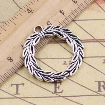 

6pcs Charms Olive Branch Laurel Wreath 36x34mm Tibetan Bronze Silver Color Pendants Making Findings Handmade Antique DIY Jewelry