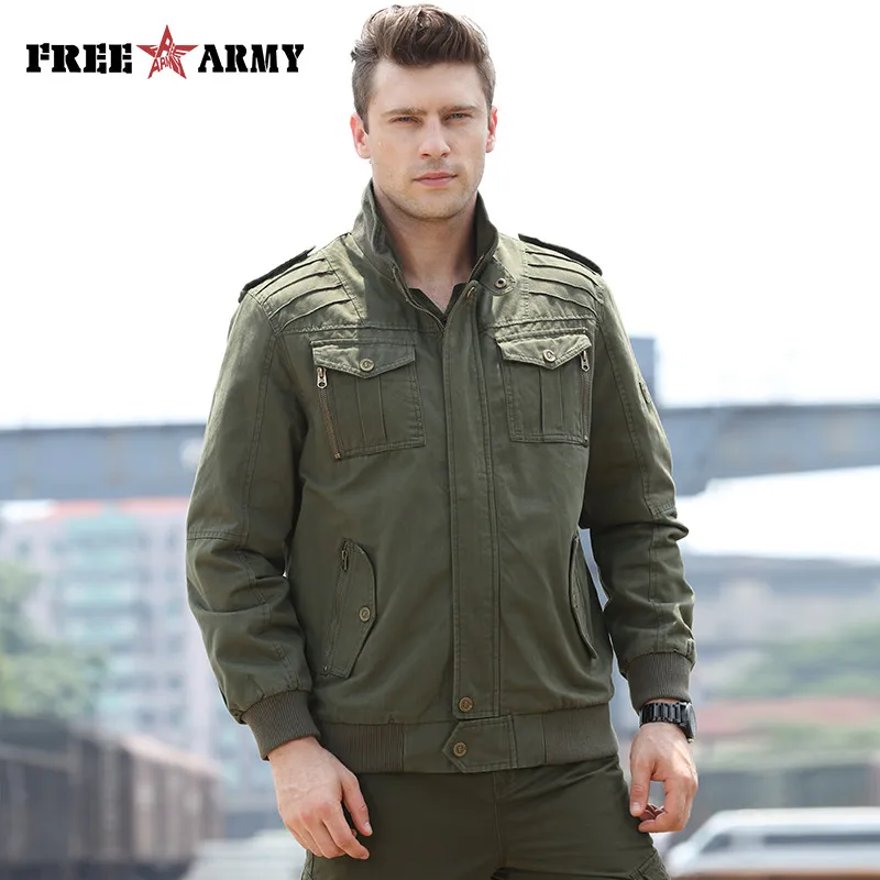 Модная армейская зеленая куртка, Мужская военная одежда, мужская куртка-бомбер, камуфляжная куртка, Мужская Дизайнерская одежда, мужская джинсовая куртка MS-6052 - Цвет: army green