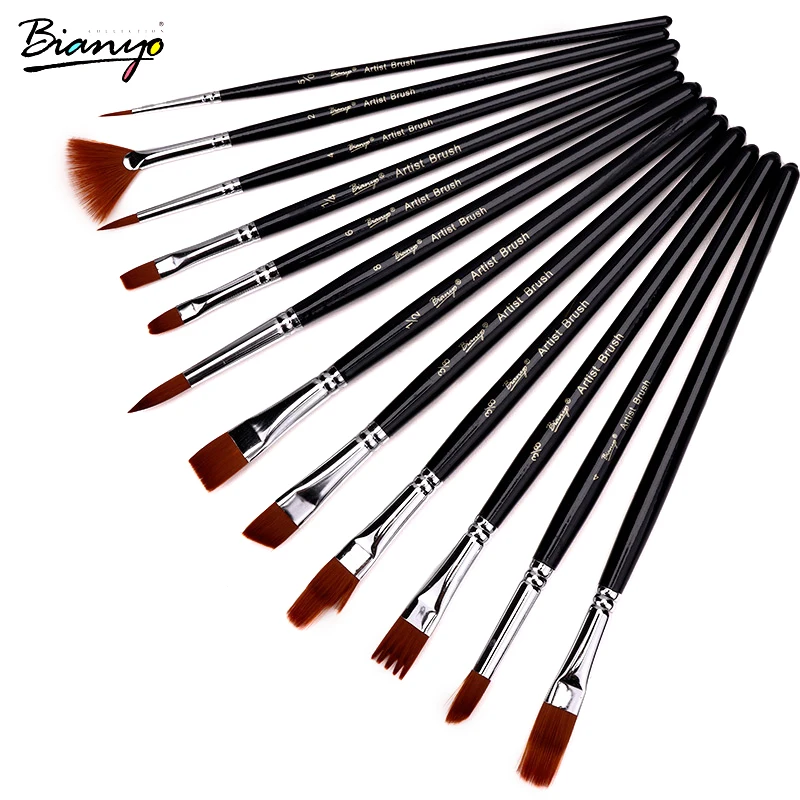 

Bianyo 12Pcs Different Shape Nylon Hair Watercolor Paint Brush Set For School Student Gifts Acrylic Drawing Brushes Art Supplies