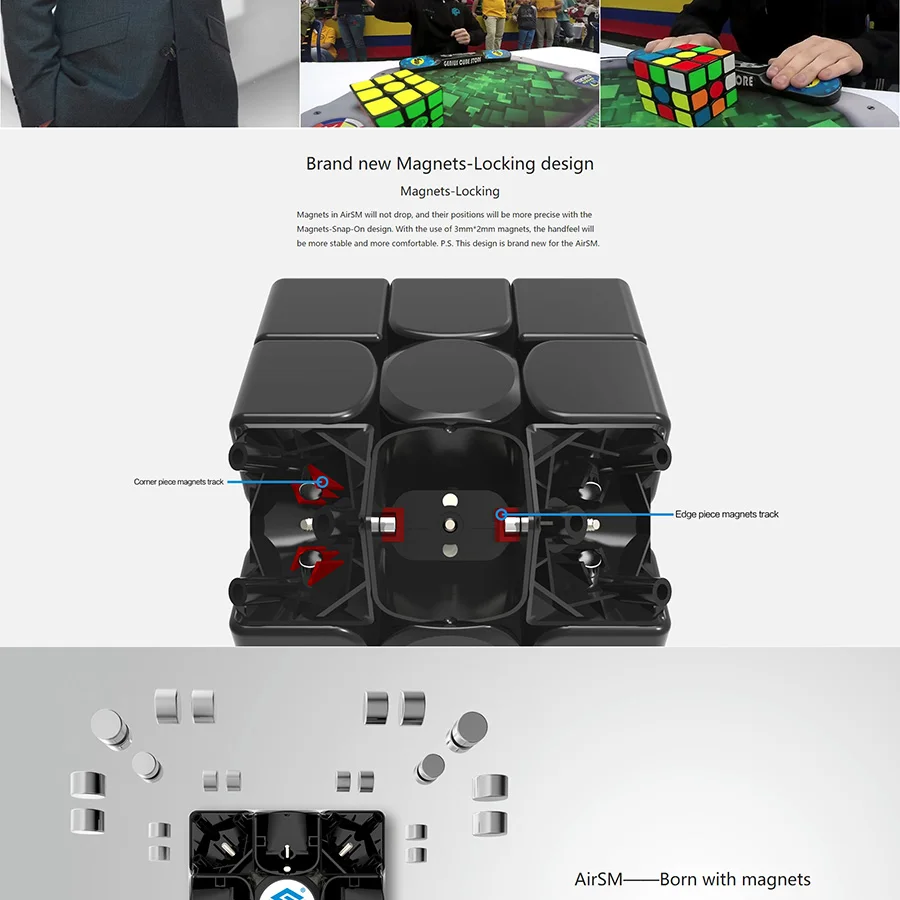 Favo de Mel Superfície de Contato Cubos de Quebra-cabeça Cubo de Velocidade de Gan356air sm com Ímãs Posição Super Velocidade Magneto Sistema Mágico Grsv2 3x3 20 Cheap speed cube