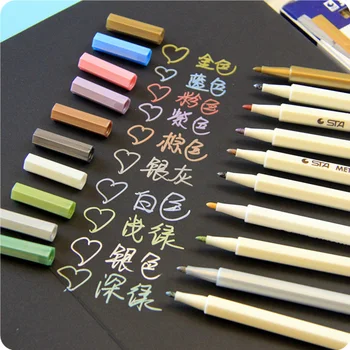 

60 pcs/Lot Doodle drawing marker pens Metallic pen for Black paper Art supplies zakka Stationery material School brushes 6543