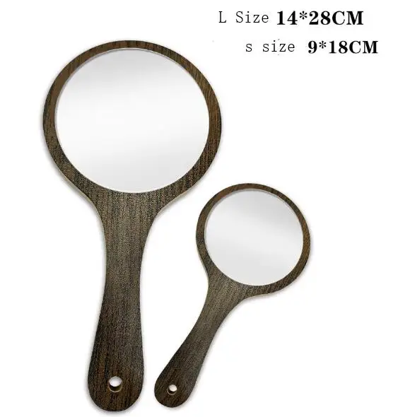 

1pcs New arrival Small Cute Handle held Wooden Cosmetic Makeup Wood mirror