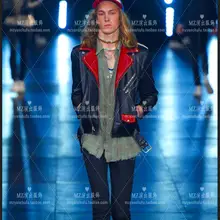 Bigbang концертная красная черная кожаная куртка с заклепками пальто Новые мужские певцы DJ сценическая одежда платье верхняя одежда! S-2XL