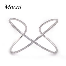 

Hottest Gold Plated Simple Thin Cross Ring Bangle for Women Micro Pave Cubic Zirconia Modern Jewelry Sets ZK30