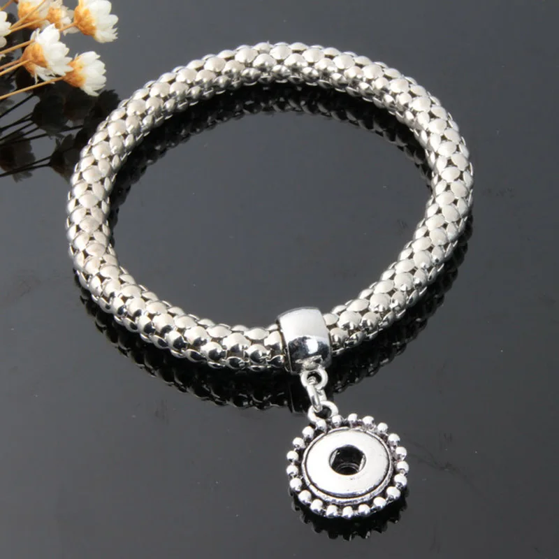 Elasticity Silver Color Snap Button Bracelets Fit 12mm Charms For Women LSNB12MM01 | Украшения и аксессуары