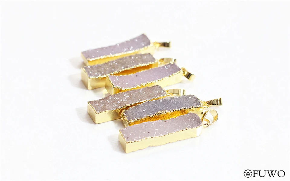 Natural Druzy Agate Bar Pendants 9