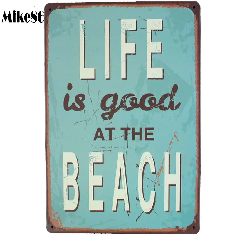 Mike86 La Vie Est Bonne A La Plage Etain Signe Art Decoration