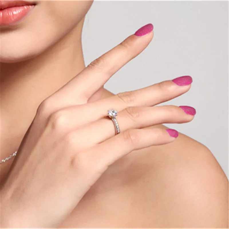 Silver Rings CC Jewelry Rings For Women Silver Plated Bridal Wedding Zirconia Round Stone Ring Bijoux Femme Engagement Anel CC1455