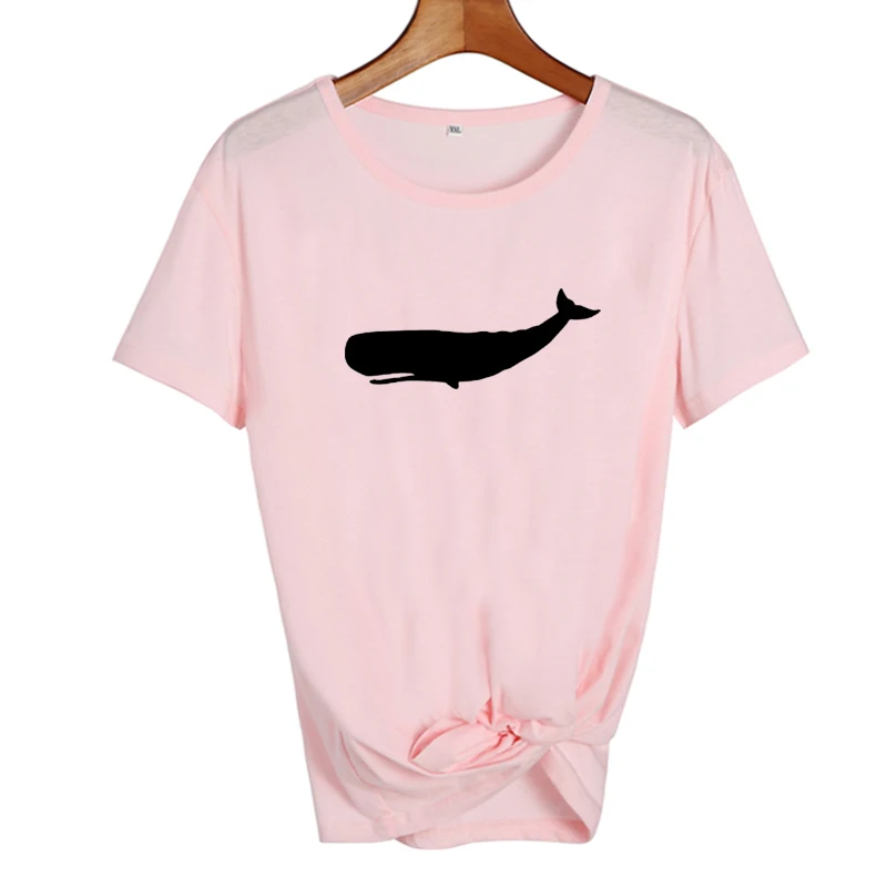 Футболка с рисунком Кита Моби Дик, женские футболки с милым принтом, женские топы с океанским животным, Harajuku, Повседневная футболка для женщин
