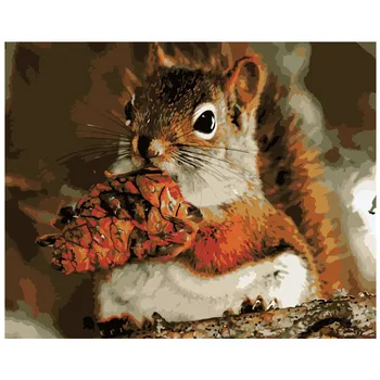

Painting By Numbers DIY Dropshipping 40x50 50x65cm Squirrel's delicious lunch Animal Canvas Wedding Decoration Art picture Gift