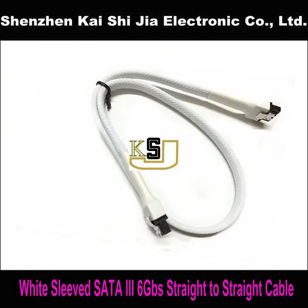 

18" (45cm) White Sleeved SATA III 7Pin SATA 3.0 6Gbs Straight to Straight Data Cable