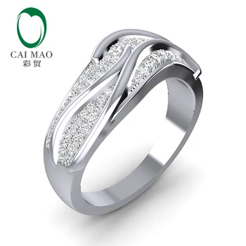 

Caimao Pave Setting 14k White Gold Moissanite Wedding Band Ring