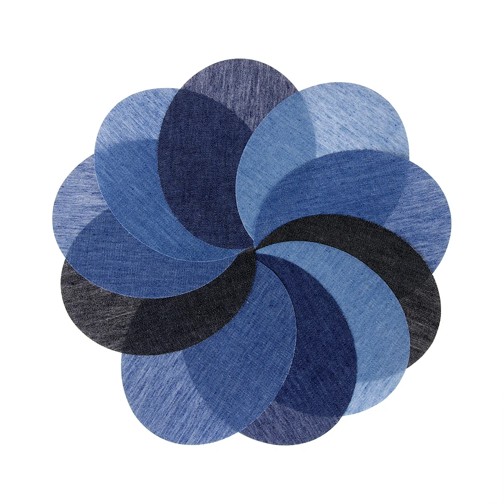 

2PCS/Set New Colorful Denim Fabric Patch Jeans Oval Knee Elbow Iron-on DIY Pants Applique Sewing Apparel Repair Patch