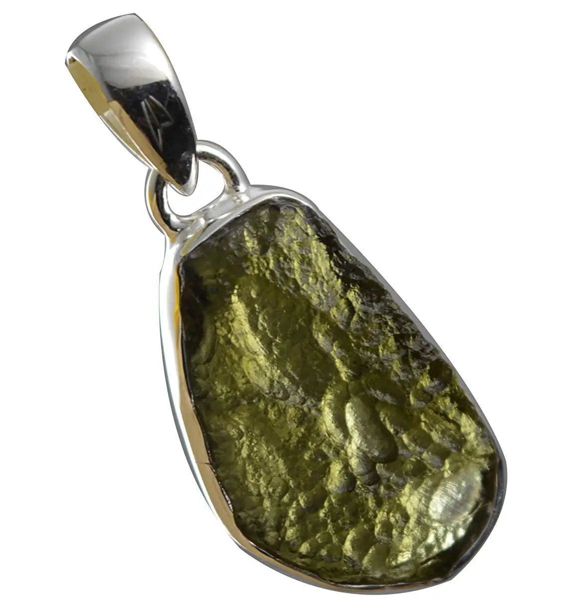 

Genuine Czech Moldavite Pendant 925 Sterling Silver,37.4 mm, AP6272