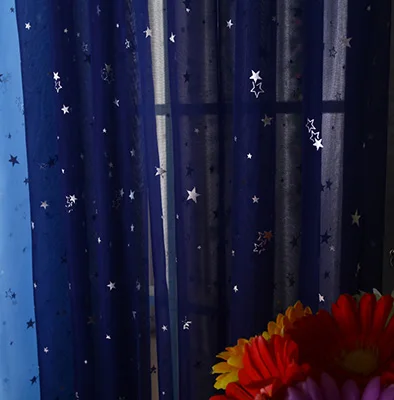 Блестящие звезды ткань детская комната окна шторы для детей мальчик девочка спальня гостиная синий/розовый ночные шторы на заказ драпировка - Цвет: Navy