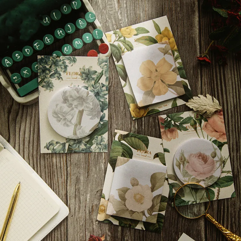 

Kawaii Cute Camellia Flower Retro Peony Memo Pad Notes Note Beautiful Stationery Post Note Paper Stickers Office School Supplies