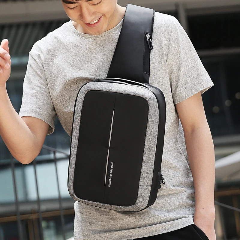 Mark Ryden New Men Crossbody Bag Business Shoulder bag High Capacity Chest Bag USB Recharging Design