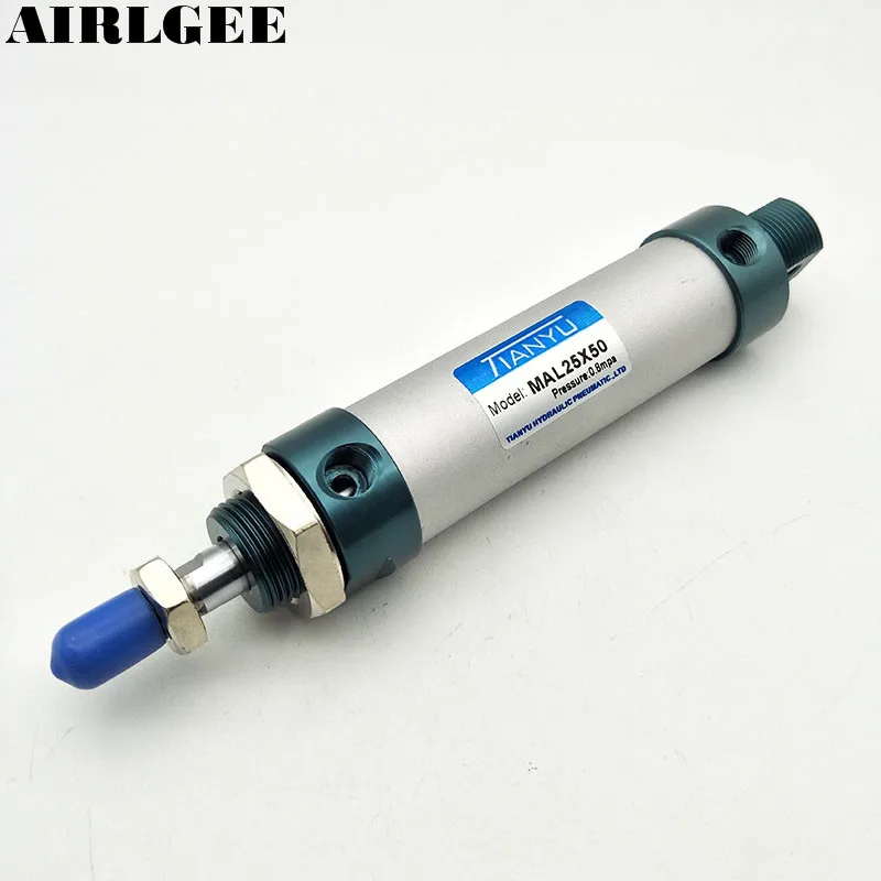 Double Action Single Rod 25mm Bore 50 Stroke Aluminum alloy Pneumatic