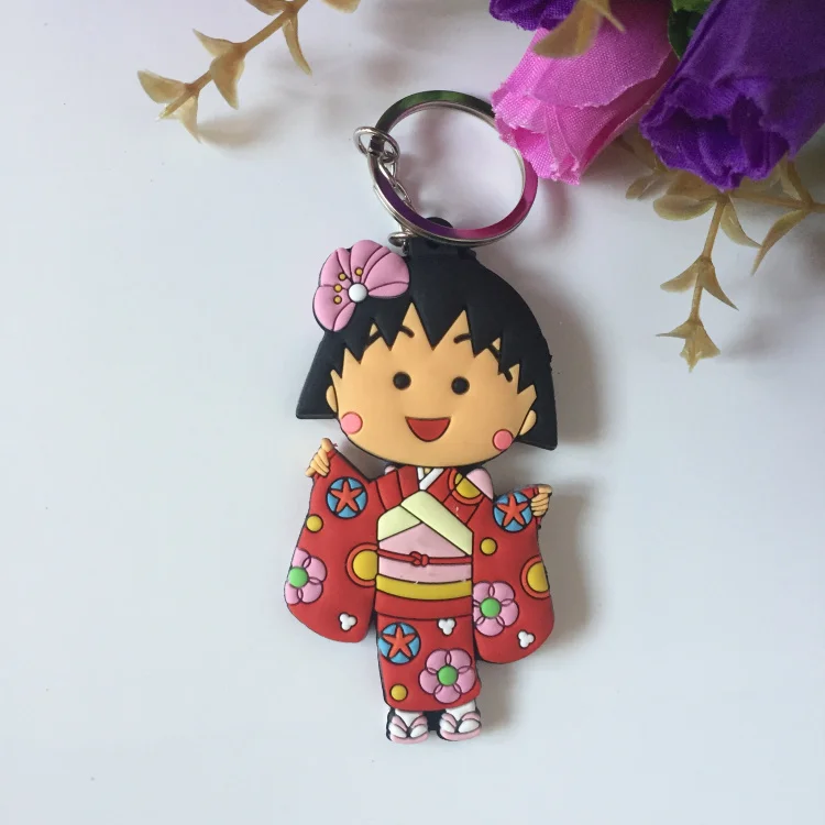 Chibi Maruko-чан», пижамы, брелок для ключей, лидер продаж силикагель кулон, логотипы марок машин, брелок для ключей, автомобильные аксессуары, брелок для автомобиля цепи cosaner - Цвет: see chart