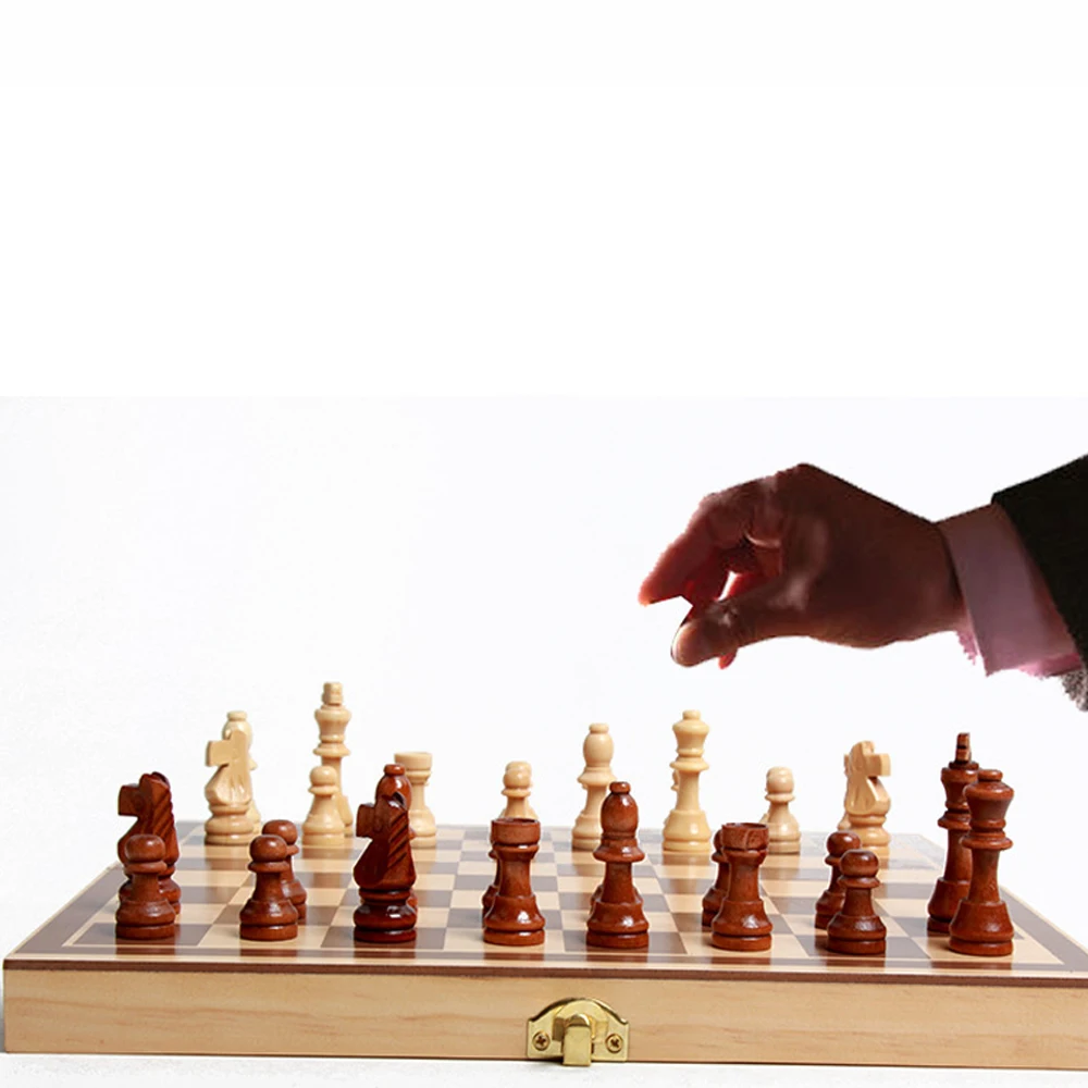 

3 In 1 International Chess Set Wooden Board Travel Games Chess Backgammon Draughts Entertainment For Kid Gift