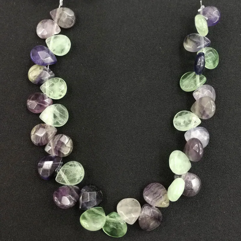 

Fashion 10x12mm Natural fluorite stone charm cutting face Water Drop Shape Beads For Jewelry Making Bracelet Accessories 26pcs