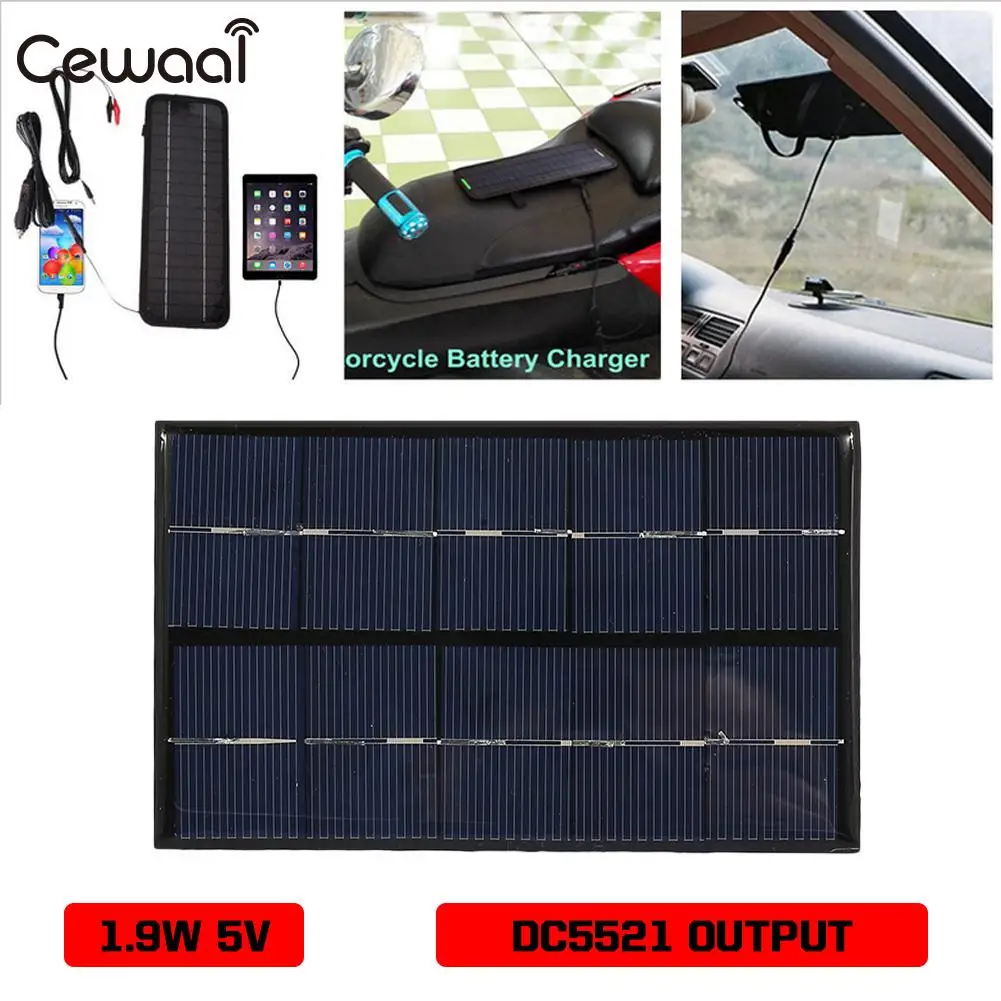 Cewaal солнечная панель 3,7 V-6 V 1,9 W 5V поликремниевый солнечный светильник на открытом воздухе портативный солнечный генератор