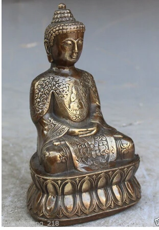 

lojas bronze Puro Bronze Antigo 18 CM/Elaborado Tibete Budismo Cobre Shakyamuni Crafts Home Furnishing Arts pure copper