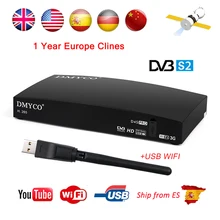 1 Year Valid Europe Clines D4S PRO DVB-S2 Satellite Receiver HD FTA Satellite TV Receptor D4S-pro Decoder MPEG-5 YouTube 3G WIFI