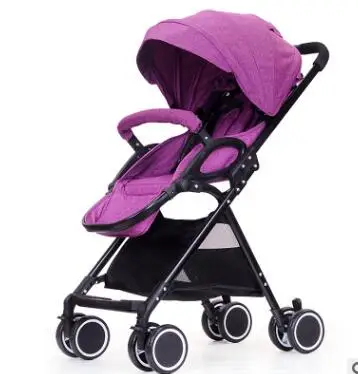 Детская коляска с высоким пейзажем, ультра-светильник, переносная, может лежать, четыре колеса, амортизатор, зонт, детская коляска - Цвет: purple