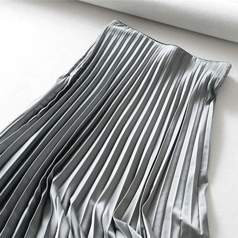 Fashion Lady Pleated Long Skirt Spring Loose Soild High Waist Length Skirt All-match Womens Party Casual Ankle-Length Skirts Fashion Lady Pleated Long Skirt Spring Loose Soild High Waist Length Skirt All-match Womens Party Casual Ankle-Length Skirts