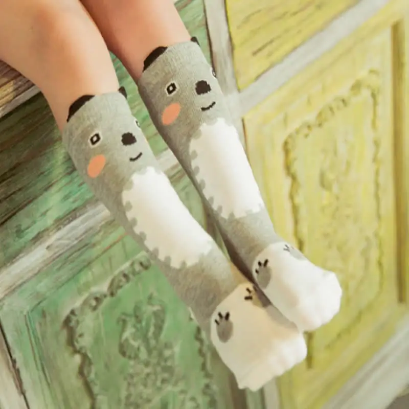 Горячая Распродажа, новые теплые хлопковые носки для мальчиков и девочек с рисунком лисы, носки с изображением уток - Цвет: Gray bear