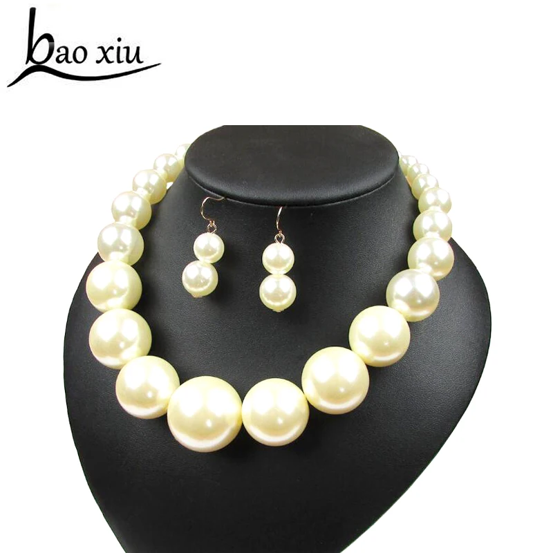 

New fashion big Pearl Choker Necklace for Women Short Design bride Beads Necklace Statement Collier Party Jewelry 6 Color