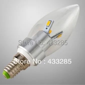 

E14 LED Candle Light bulb lamp Downlight Silver 360 degrees of light Led Spotlight AC85-265V Led candle bulbFree Shipping