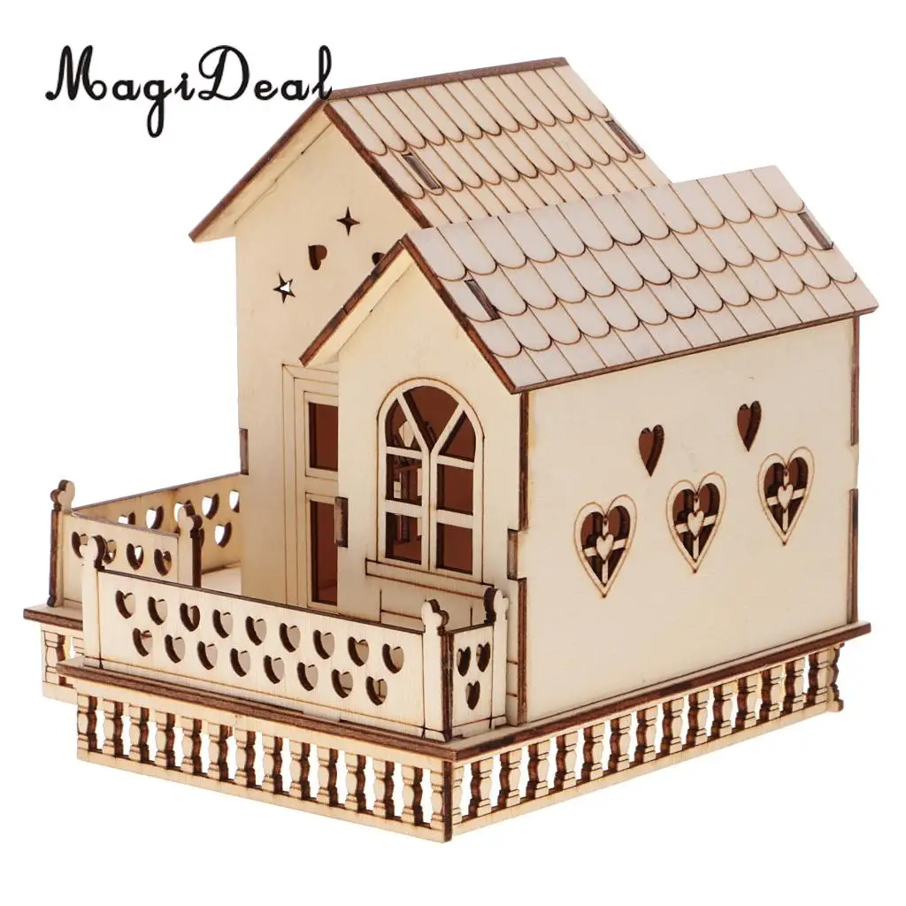 MagiDeal Wooden 3D China House Villa Model Construction with LED Lights Home Decor for Friends Lover Family Kids Birthday Gift