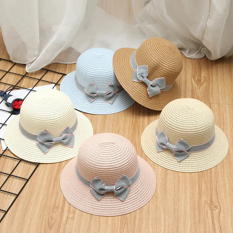 

Baby Girl Hat 2019 Summer Cap Breathable Straw Hats Children's Flower Bow Sunhat Kids Cute Beach Hats
