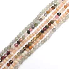 Натуральный граненый 2 мм натуральный бисер Sunstone кварцевые прозрачные Бусы из драгоценного камня для изготовления ювелирных изделий DIY браслет ожерелье
