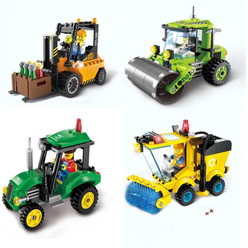 4 Type Civilized City Sweeper Legoings Model Building Blocks Toy Kit DIY Educational Children Birthday Gifts