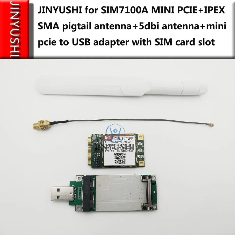 Jinyushi для SIMCOM SIM7100A MINI PCIE+ IPEX SMA Пигтейл/провод для антенны+ 5dbi антенна+ мини pcie к USB адаптеру с слотом для sim-карты