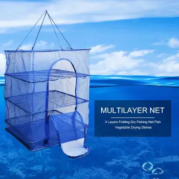 

Foldable 4 Layers Fish Net Drying Rack Folding Mesh Hanging Vegetable Dishes Dryer Hanger Fishing Net Tackle