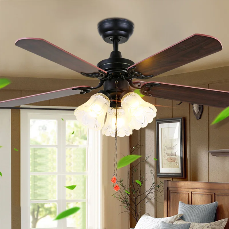 

36 Inch Modern Ceiling Fans With Light 4 Blades Wood Remote Control Fan 220v American Style Ceiling Fan 220V ventilador de teto