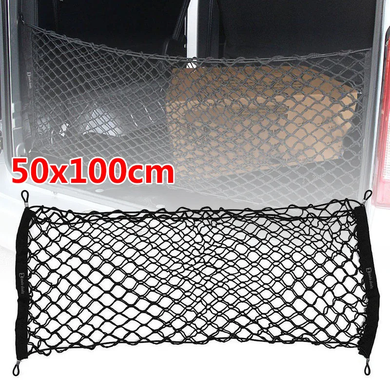 

1pc Black Car Net Bag 110*50cm Nylon auto Trunk Cargo Storage Vertical Net Organizer Bin Hook Accessories for most cars