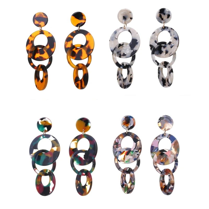 

Yhpup 2019 Fashion Brand Acrylic Trendy Circle Dangle Charm Earrings For Women Wedding Party boucles d'oreilles Gift